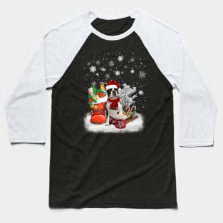 Winter Cup Santa Black Boston Terrier Merry Christmas Baseball T-Shirt